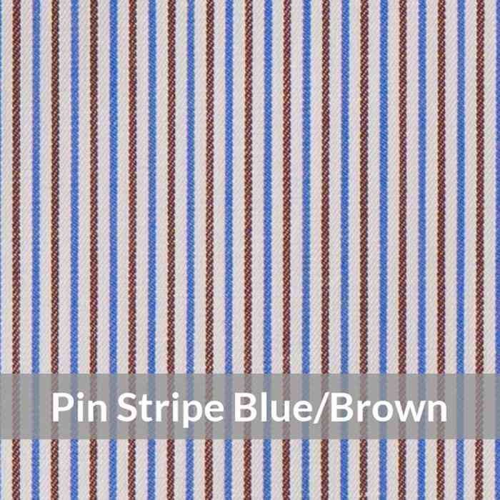 ST6081 – Light Weight, Blue/Brown Fine Cotton Pin Stripe