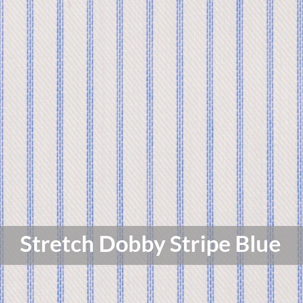 STEH6066 – Light Weight , Mid Blue/White Easy Care Stretch Pencil Stripe,  Soft Touch