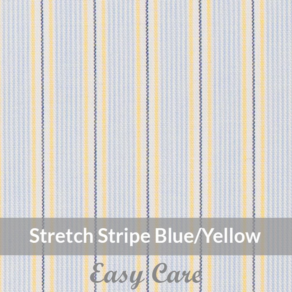 STEH6076 – Light Weight, Blue/Yellow/white, Easy Care Stretch Pencil Stripe, Soft Touch