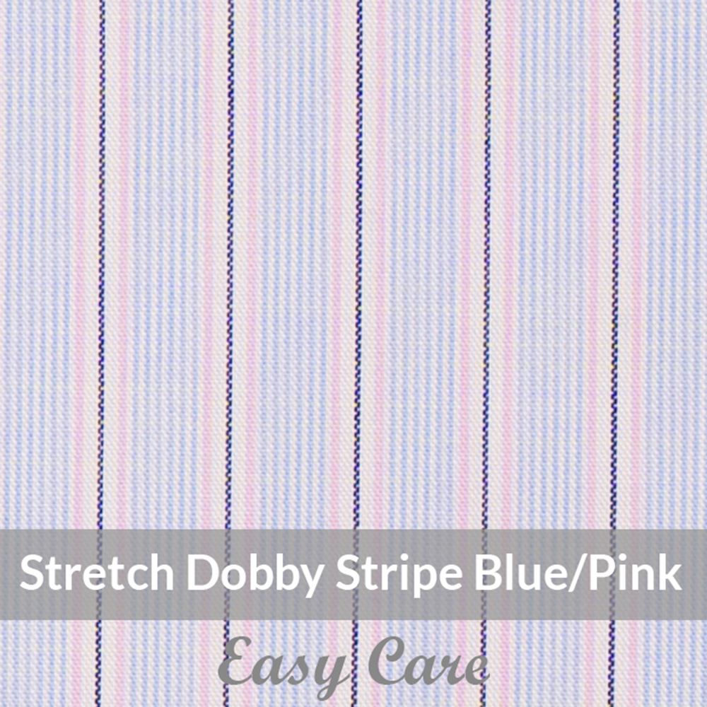 STEH6068 – Light Weight , Blue/Pink, Easy Care Stretch Pencil Stripe,  Soft Touch