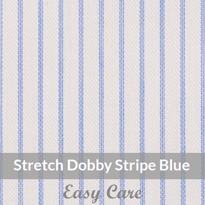 STEH6066 – Light Weight , Mid Blue/White Easy Care Stretch Pencil Stripe,  Soft Touch