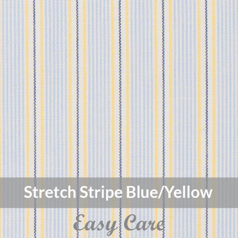 STEH6076 – Light Weight, Blue/Yellow/white Easy Care Stretch Pencil Stripe, Soft Touch