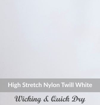 SFEH3102, Medium Weight, White,EasyCare Stretch ,Nylon/Spandex Twill, Wicking & Quick Dry