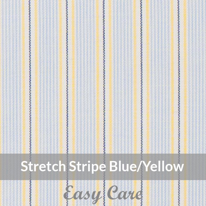 STEH6076 – Light Weight, Blue/Yellow/white, Easy Care Stretch Pencil Stripe, Soft Touch