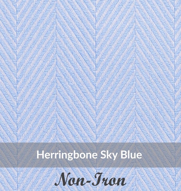 SFEN3089, Medium Weight, Sky Blue,Non Iron Herringbone Dobby Stripe